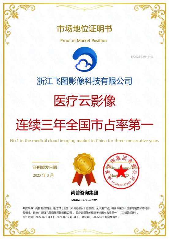 浙江飞图影像科技有限公司获尚普咨询集团系列市场地位声明 浙江飞图影像科技有限公司获尚普咨询集团系列市场地位声明