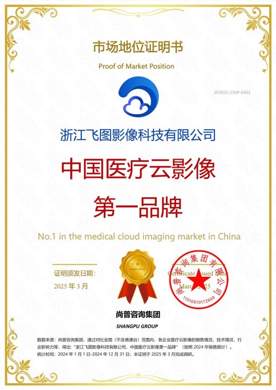 浙江飞图影像科技有限公司获尚普咨询集团系列市场地位声明 浙江飞图影像科技有限公司获尚普咨询集团系列市场地位声明