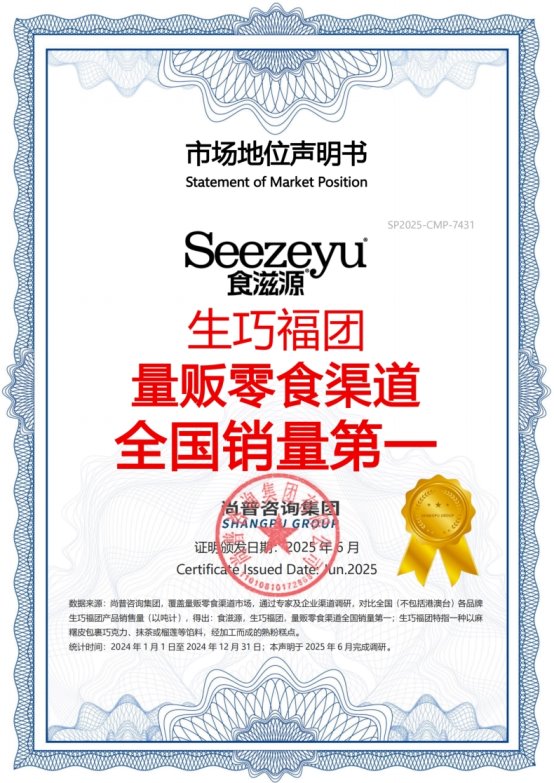 食滋源荣获尚普咨询集团多项市场地位声明 食滋源荣获尚普咨询集团多项市场地位声明