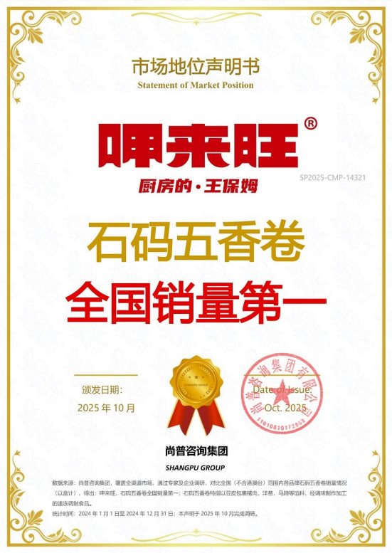 荣耀加冕！呷来旺凭借品类销冠，打造速冻食品石码五香卷行业传奇