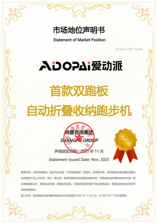 爱动派系列健身用品获尚普咨询集团多项市场地位声明 爱动派系列健身用品获尚普咨询集团多项市场地位声明